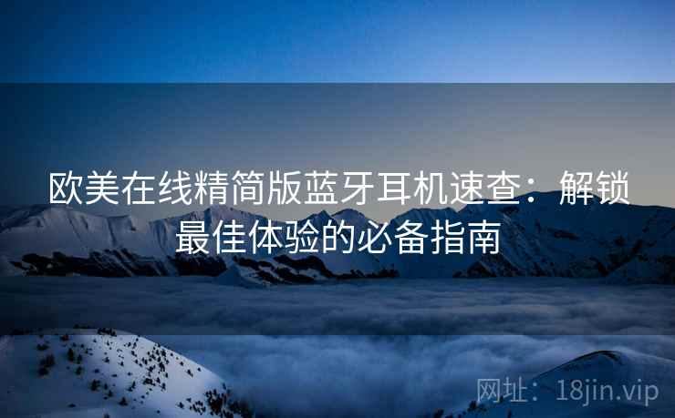 欧美在线精简版蓝牙耳机速查：解锁最佳体验的必备指南